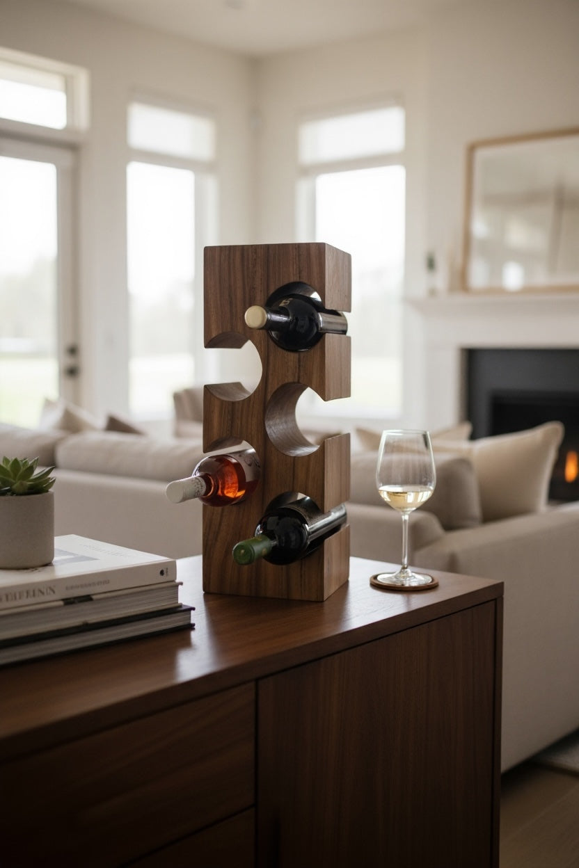 Casier à vin massif - décoration de cuisine salon porte-vin - fait main noble de haute qualité - carré en bois de Suar - 50/70/100x19,5x14,5 cm