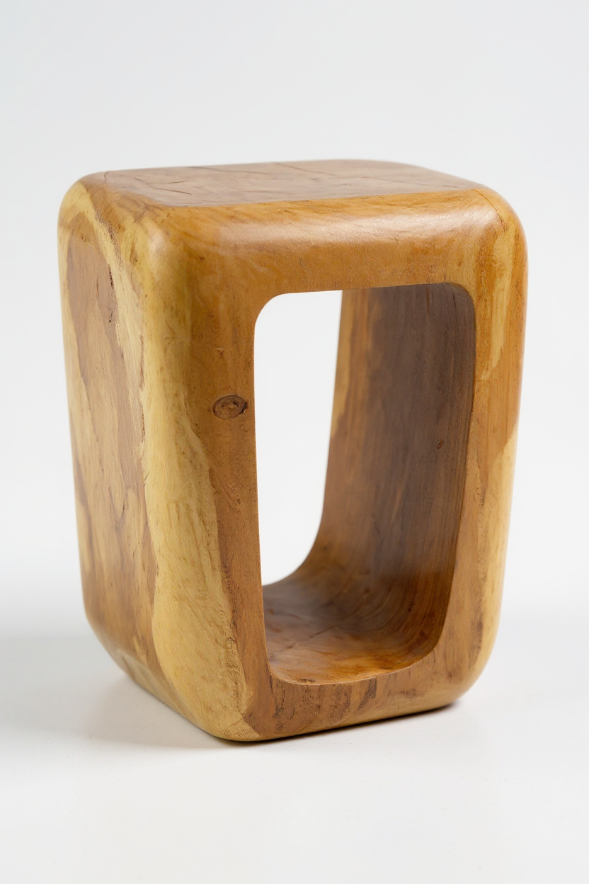 Holzhocker - Beistelltisch Couchtisch - Handgefertigter Hocker aus massivem Suarholz- 50x30x40 cm