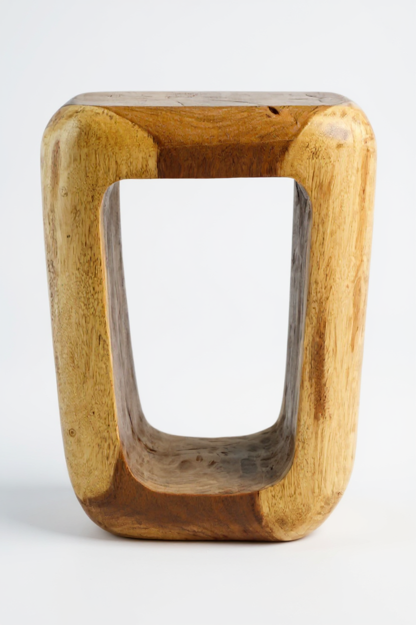 Holzhocker - Beistelltisch Couchtisch - Handgefertigter Hocker aus massivem Suarholz- 50x30x40 cm