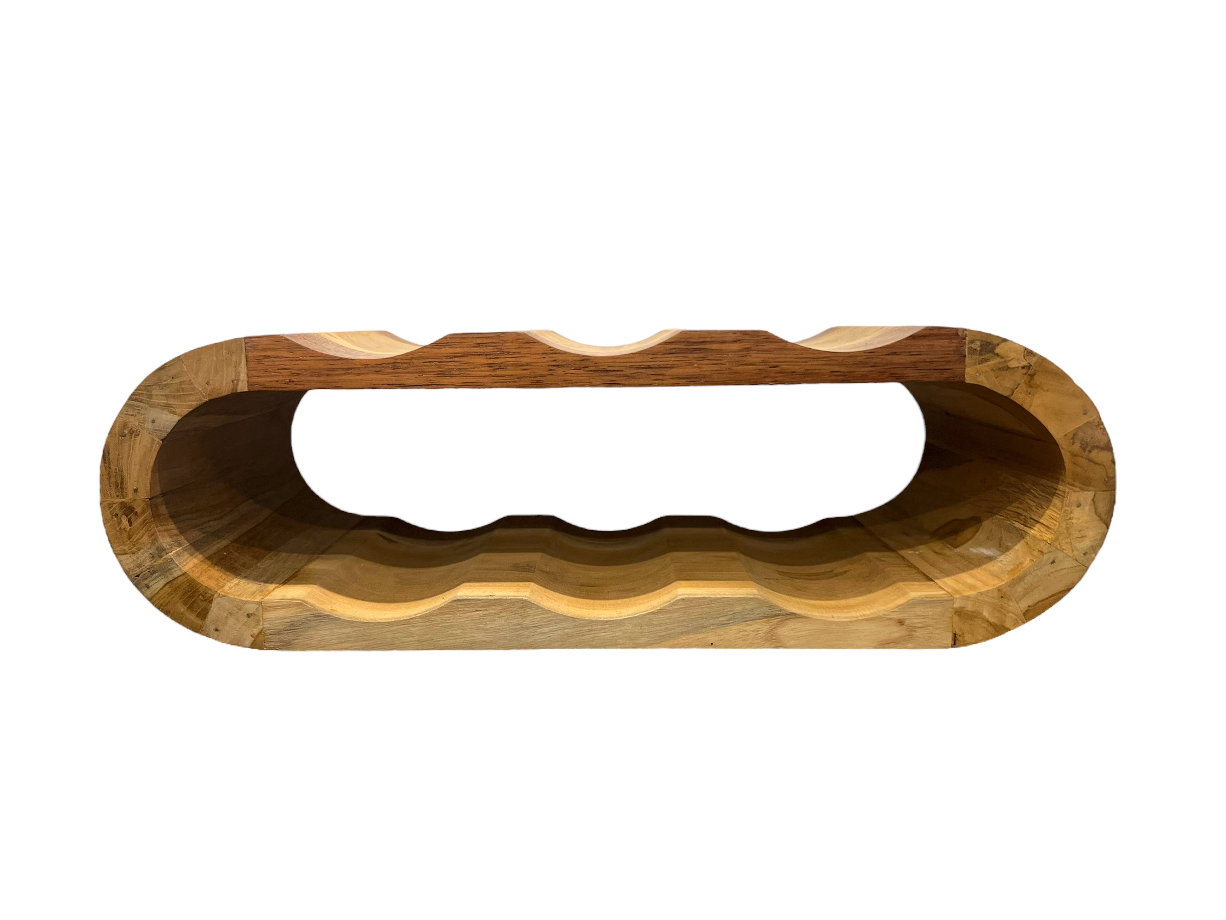 Acacia wood wine rack - bottle holder for 6 bottles - robust - natural wood grain - 46 x 19 x 15 cm