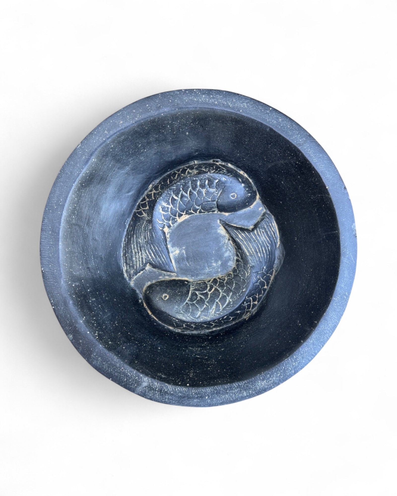 Fischmotiv Wasserschale - Garten Deko Wasserbecken - Wetterfest – Zwei Fische als Motiv aus Stein Schwarz Golden - 15x30x30 cm - FaHome