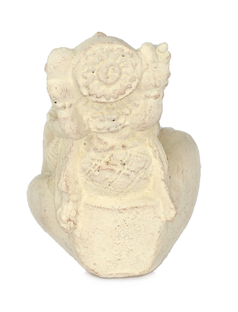 Ganesha Hand Skulptur - Deko Raumdeko Seifenschale Räucherstäbchen - Hindu Gottheit des Glückes - Elefant Weiß - 13x9x15 cm - FaHome