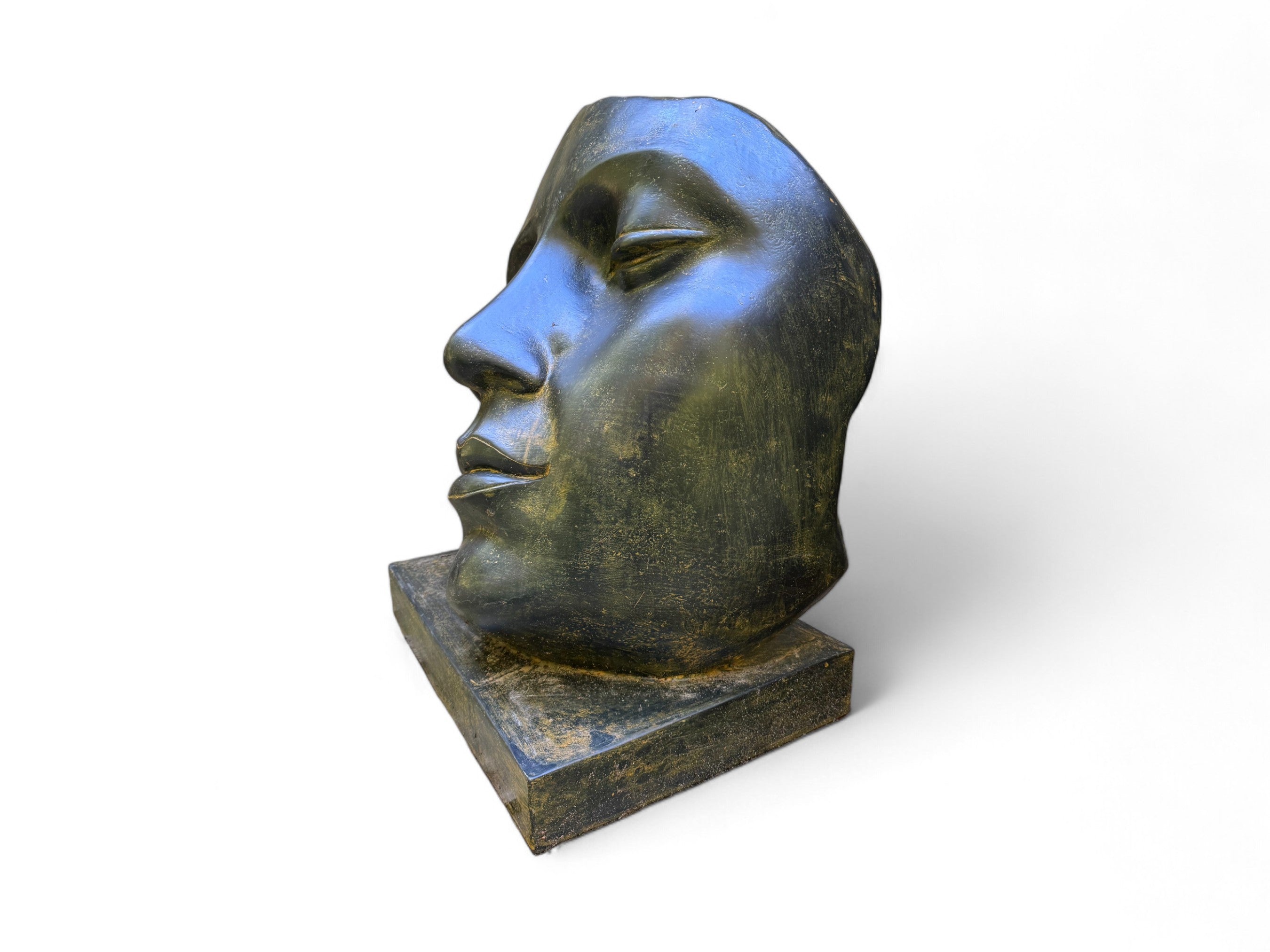 Gesichtsskulptur - Garten, Terrasse - Robust und ästhetisch – Schlafendes Gesicht - Gelblich aus Glasfaserbeton – 85 cm - FaHome