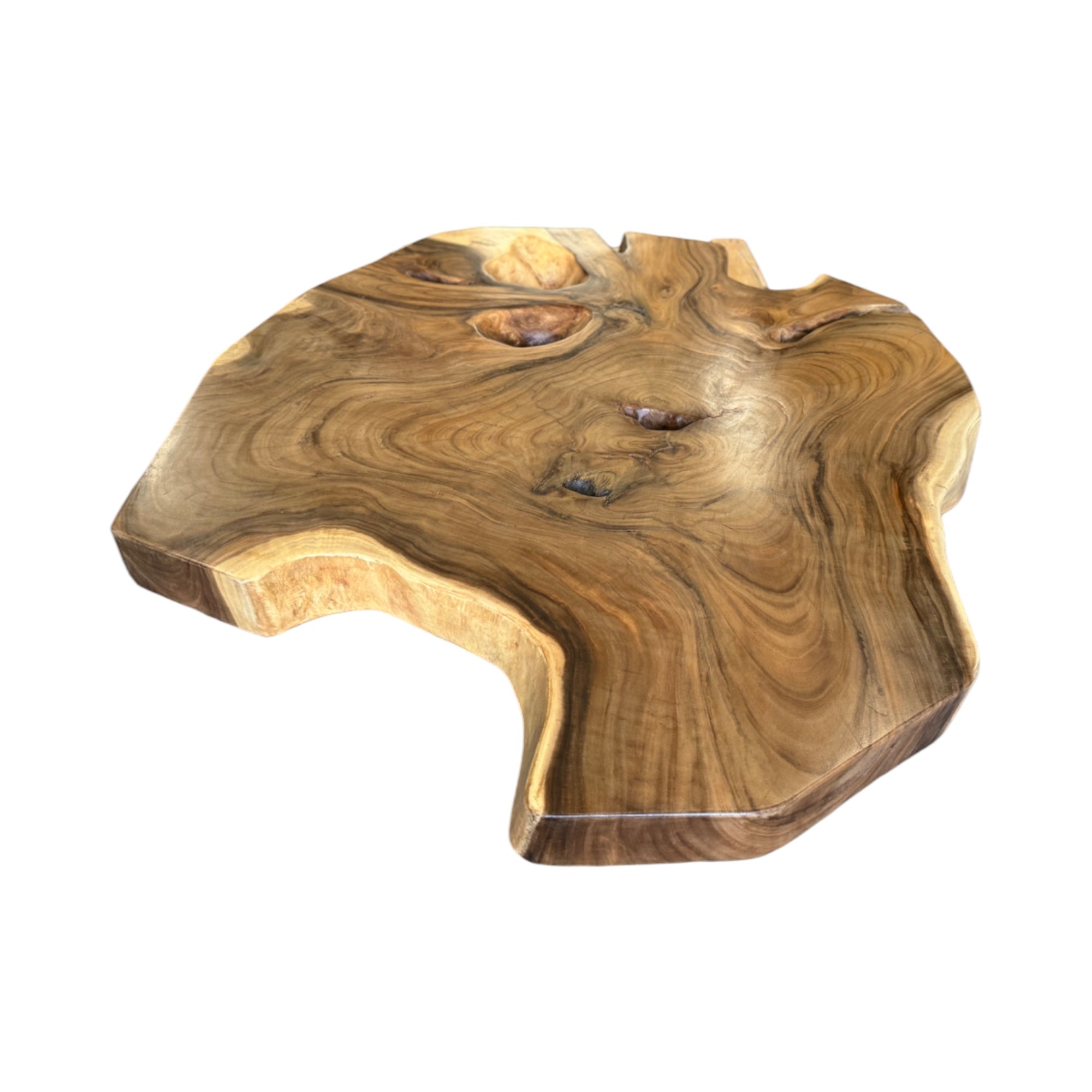 Holz Tischplatte – Wohnzimmertisch Couchtisch – Natürliche Formen – Ausgeschnitten aus massivem Suarholz – 135x114x10 cm - FaHome