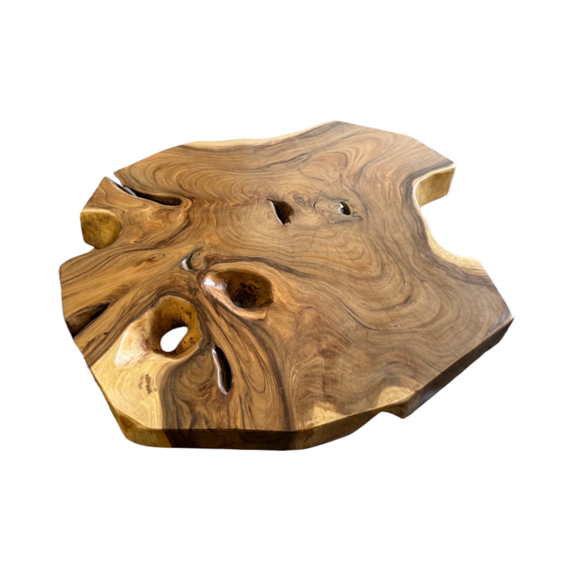 Holz Tischplatte – Wohnzimmertisch Couchtisch – Natürliche Formen – Ausgeschnitten aus massivem Suarholz – 135x114x10 cm - FaHome