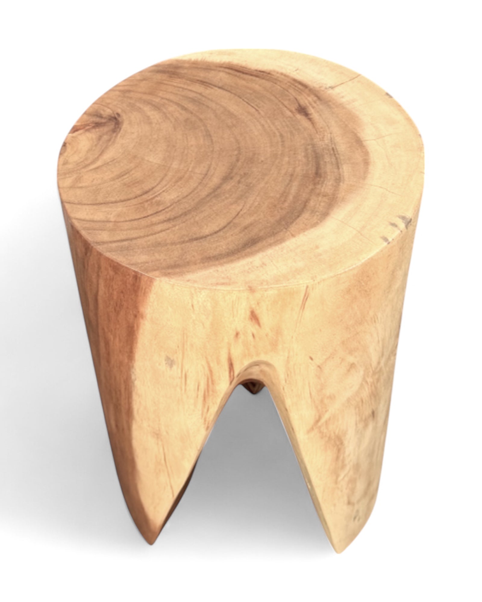 Holzhocker - Beistelltisch Blumenhocker Ablagetisch - Unikat Handgefertigt - Rund stehend aus massivem Suarholz - 45x30x30 cm - FaHome