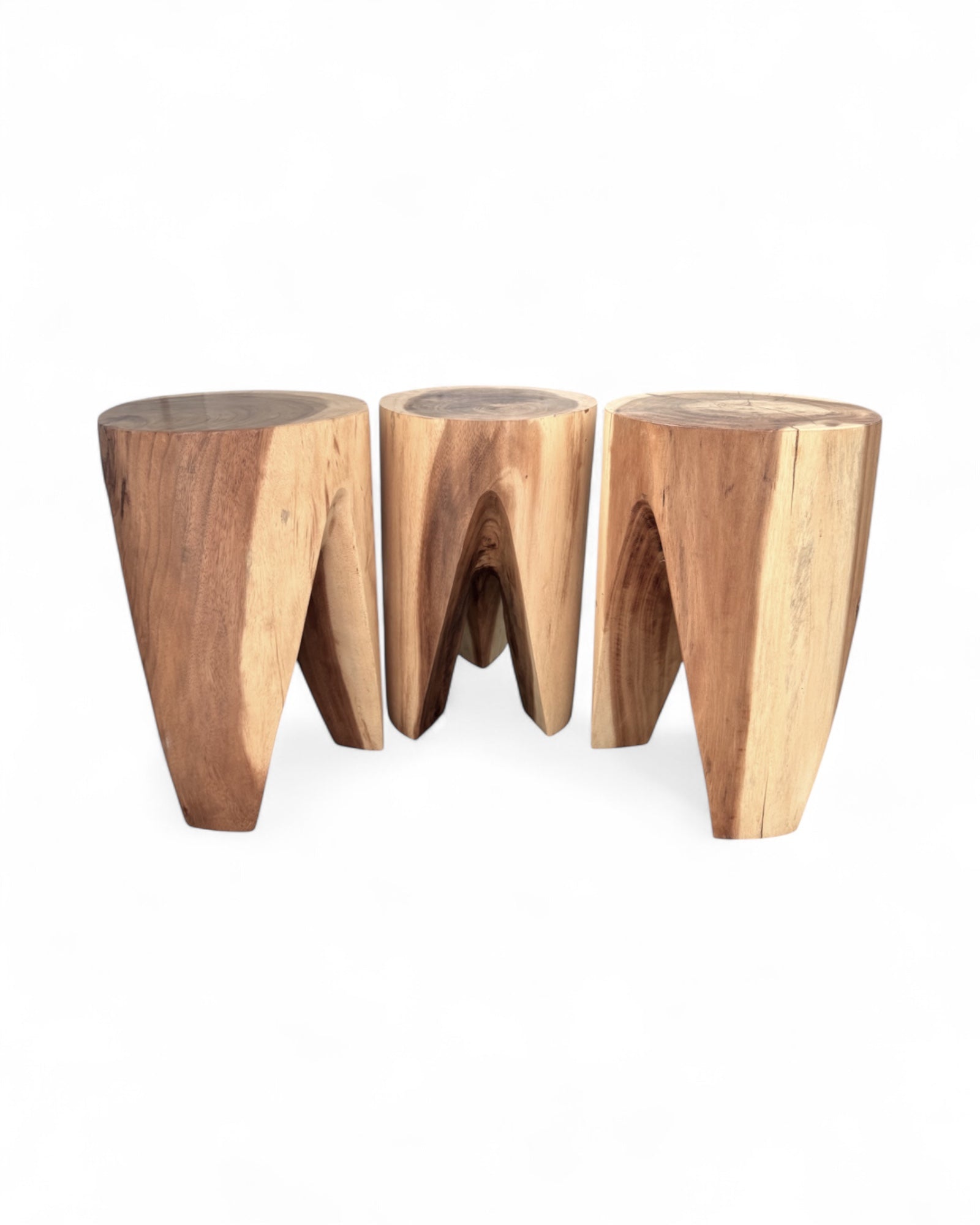 Holzhocker - Beistelltisch Blumenhocker Ablagetisch - Unikat Handgefertigt - Rund stehend aus massivem Suarholz - 45x30x30 cm - FaHome