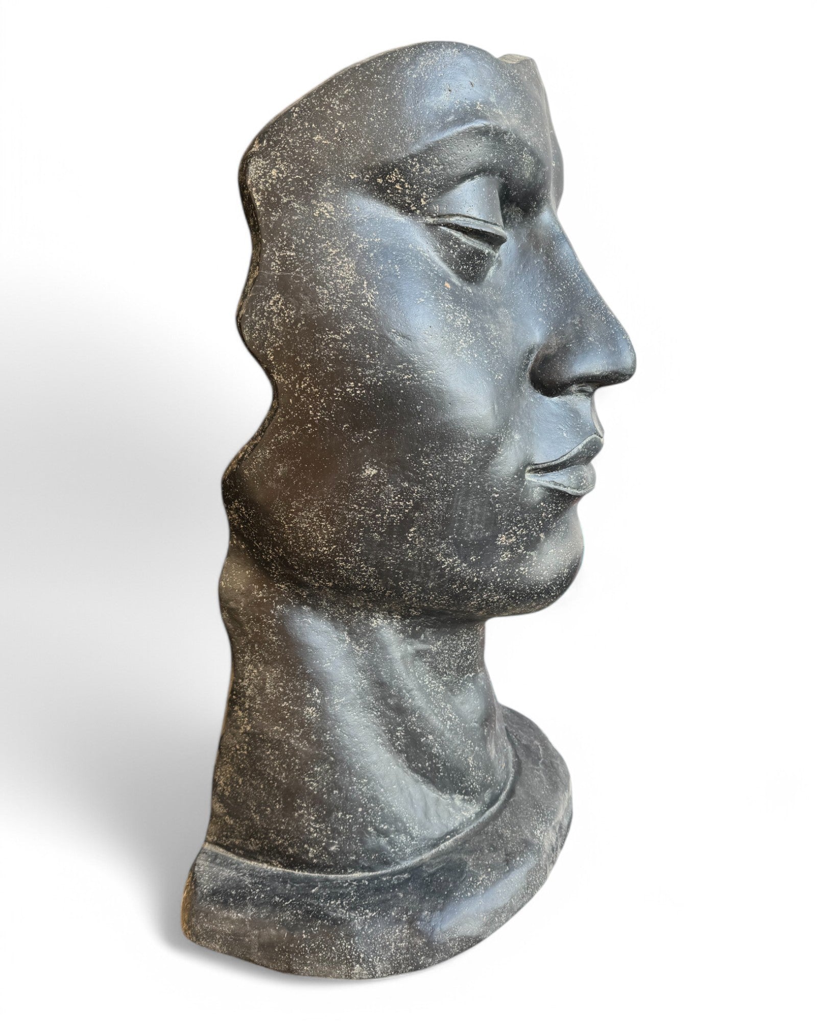 Männliche Gesichtsskulptur - Garten, Terrasse, Eingangsbereich - Robust und ästhetisch – Schlafendes Gesicht aus Betonguss – 125x77x50 cm - FaHome