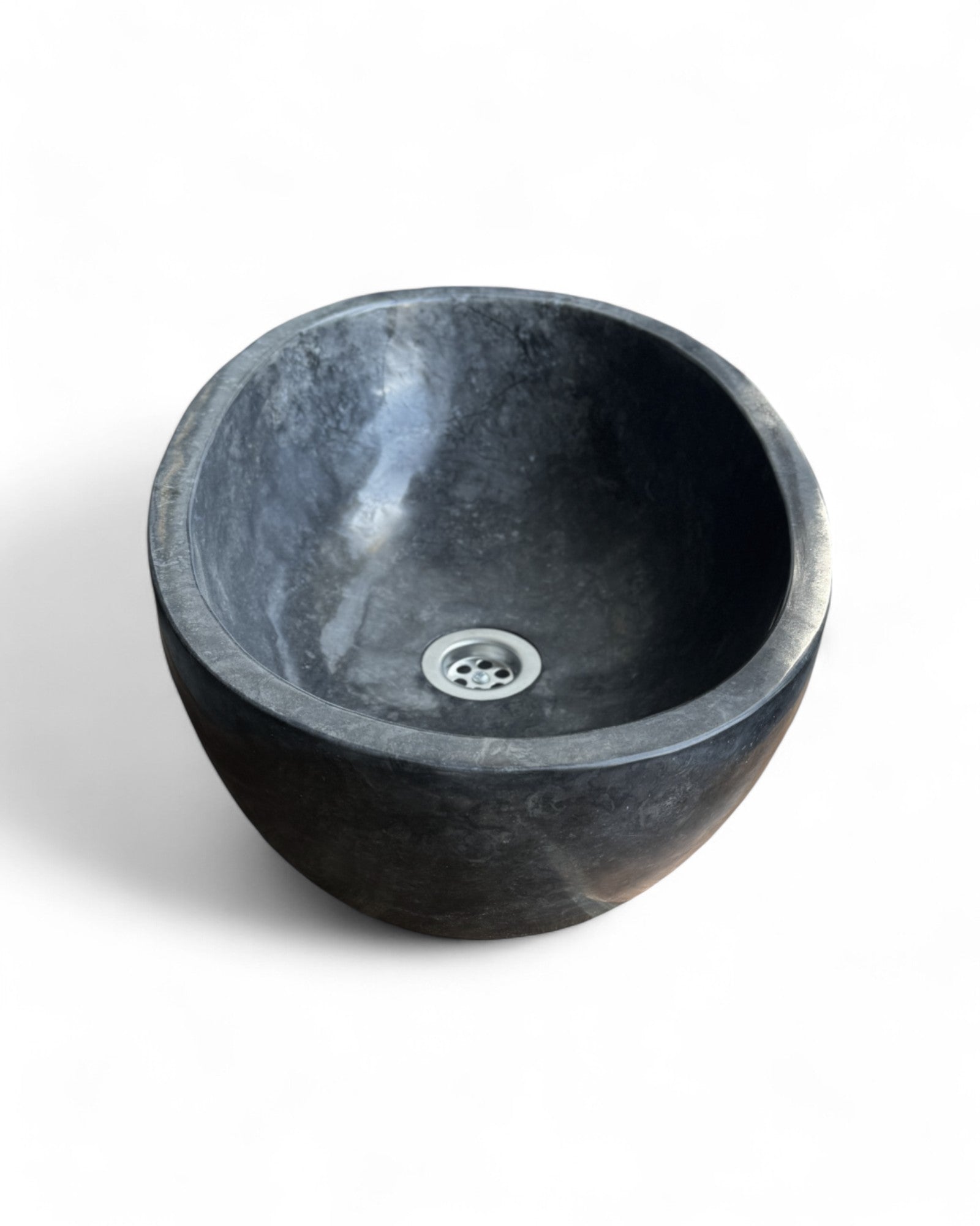 Marble washbasin – bathroom guest toilet washroom – countertop washbasin oval made of black marble – 15x45x30 cm