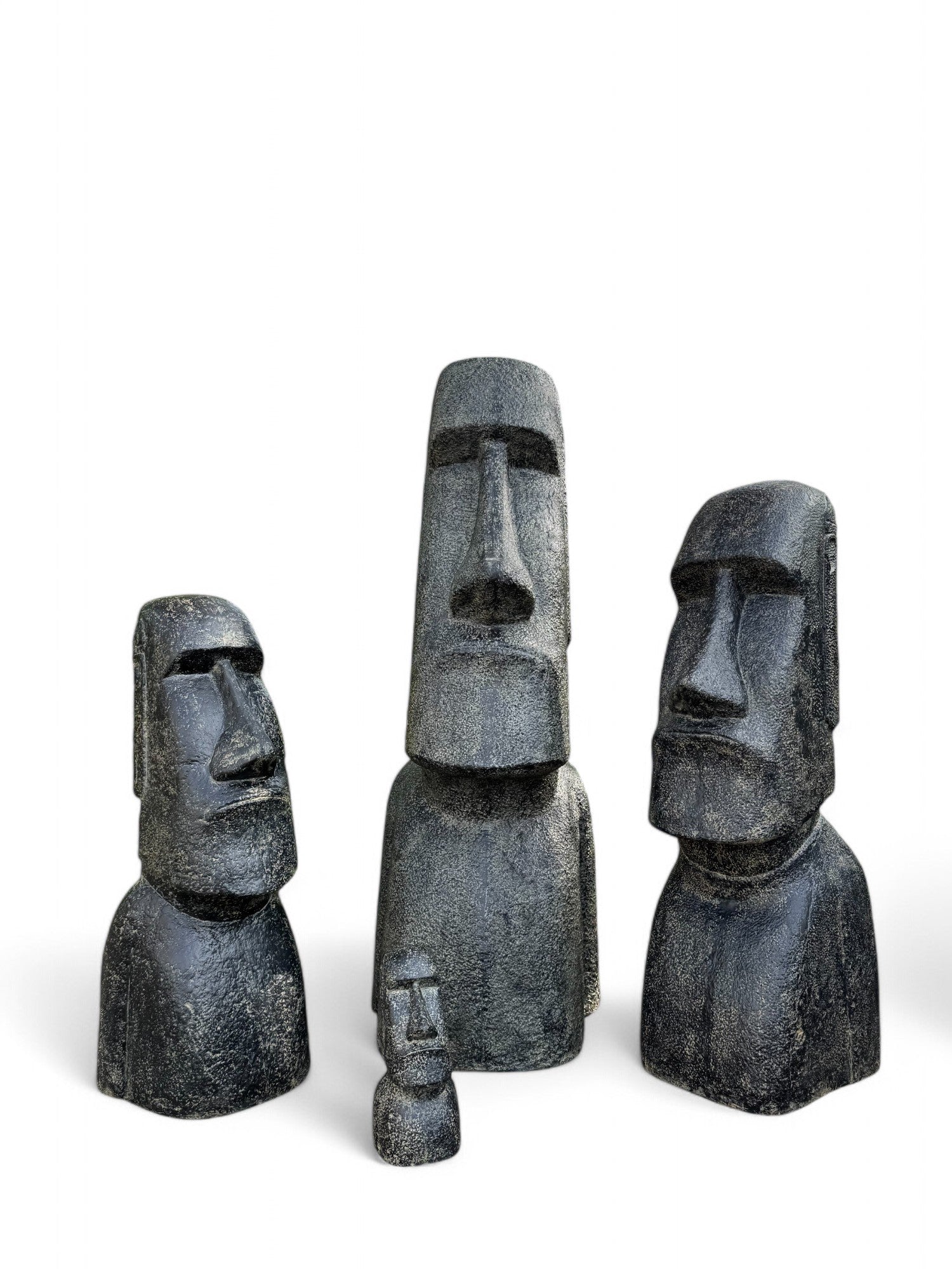Moai Kopf Statue - Garten Deko Skulptur - Wetterfest - Rapa-Nui Osterinsel-Figur aus Glasfaserbeton Grau - 40x20x15 cm