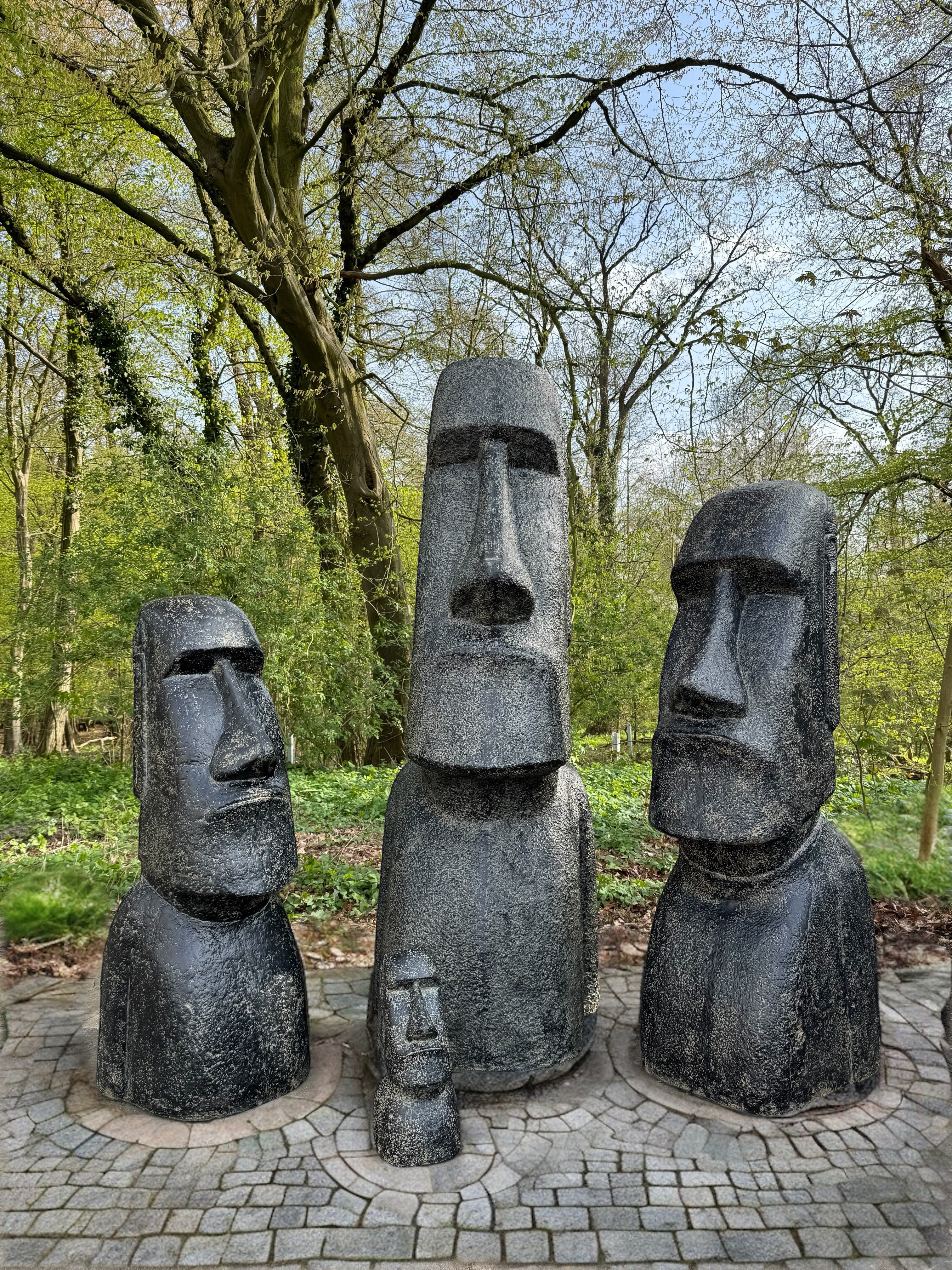 Moai Kopf Statue - Garten Deko Skulptur - Wetterfest - Rapa-Nui Osterinsel-Figur aus Glasfaserbeton Grau - 40x20x15 cm