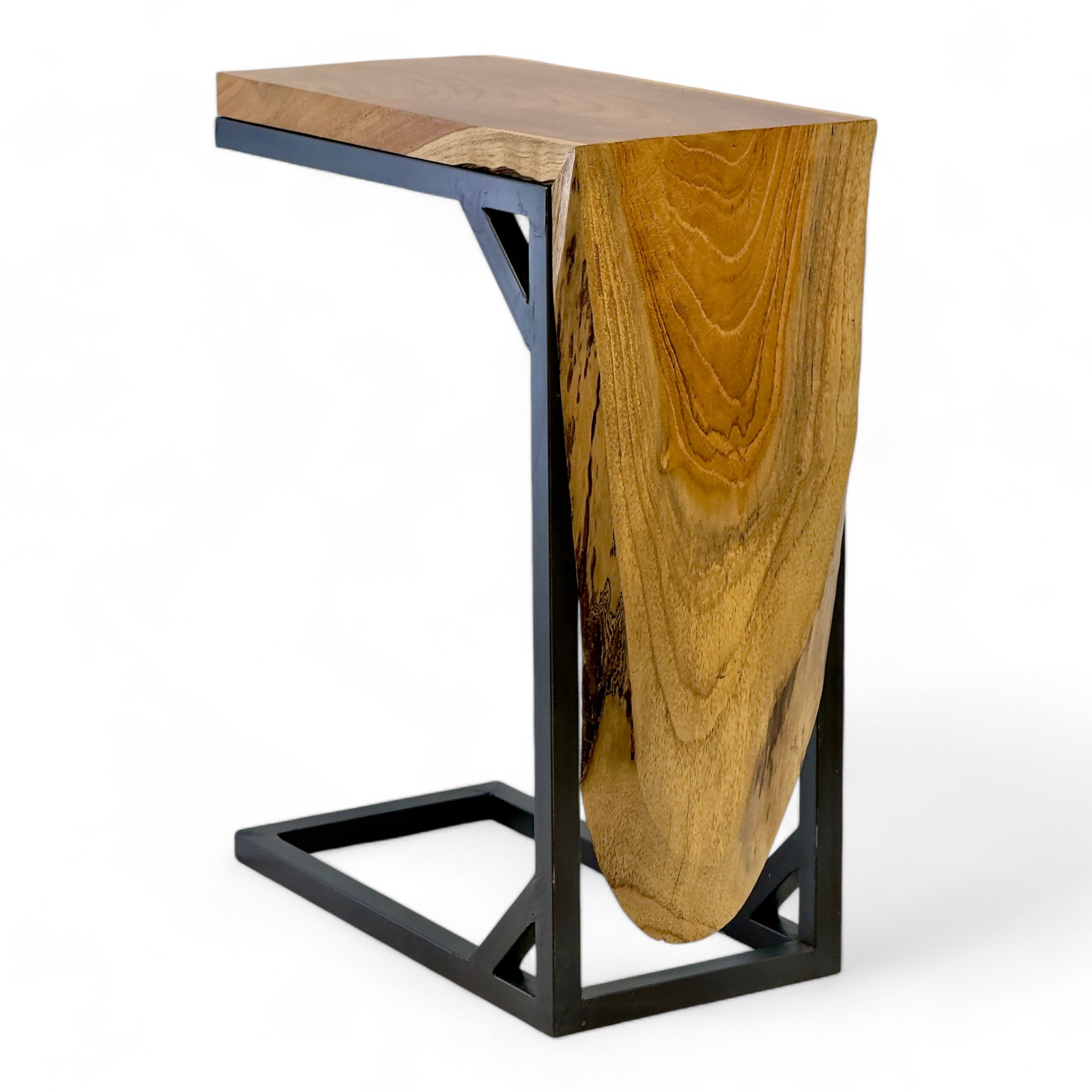 Multifunktionaler Beistelltisch - Couchtisch Ablagetisch - C-Frame – Teakholz - 50x40x20 cm - FaHome