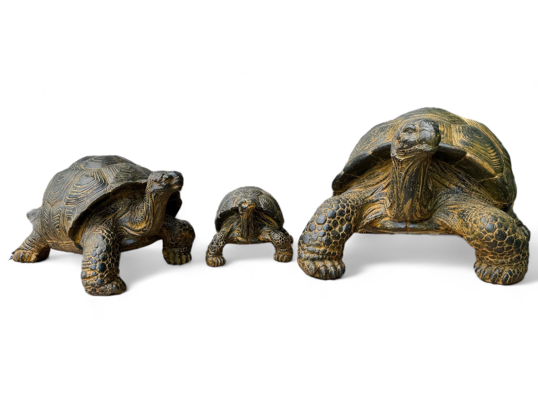 Stein Schildkröten – Pool, Garten, Terrasse - Langlebig und Wetterbeständig – Gelblich aus Glasfaserbeton – 32, 47 und 65 cm - FaHome