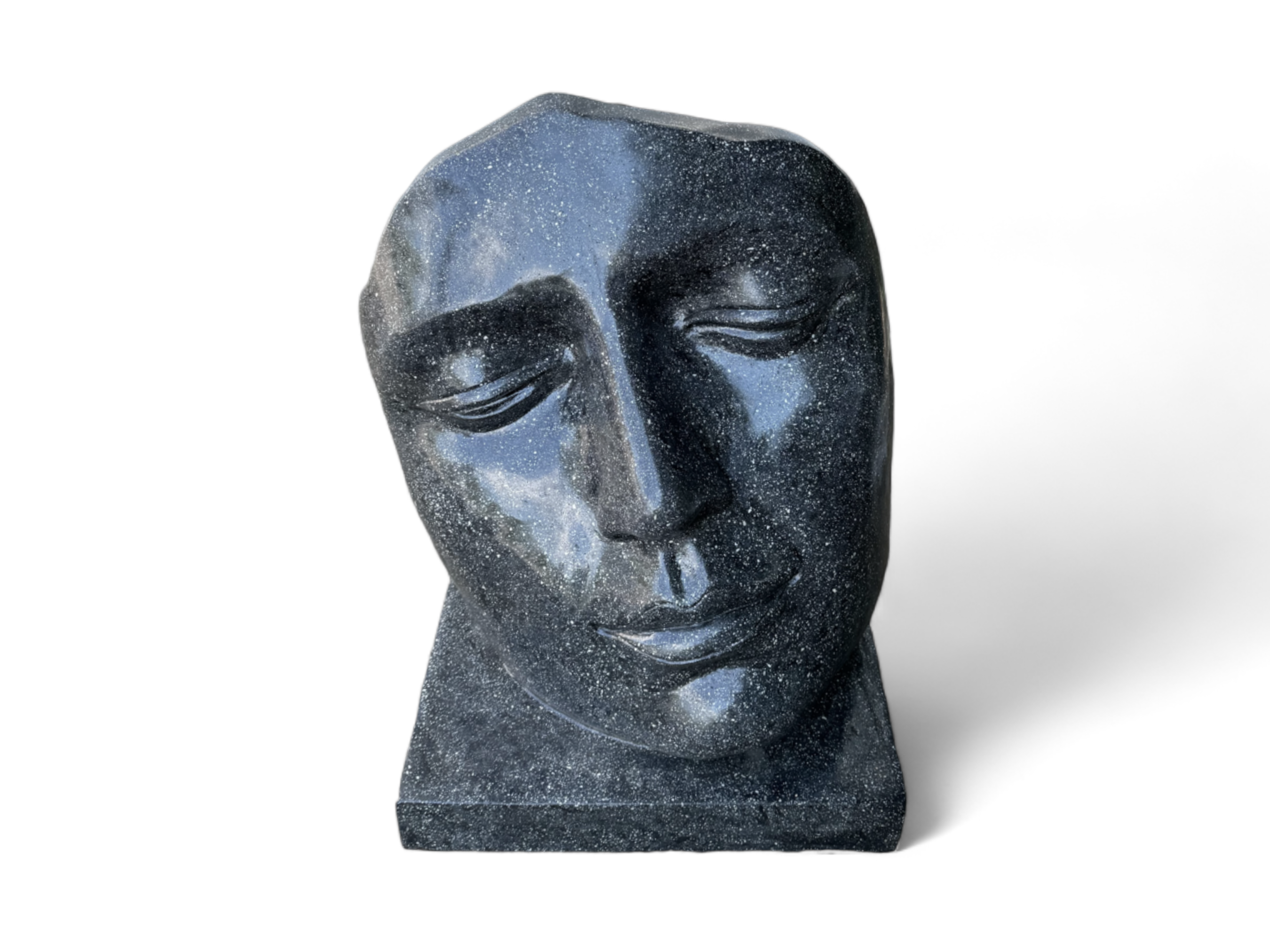 Terrazzo Gesichtsskulptur - Garten, Terrasse, Eingangsbereich - Robust und ästhetisch – Schlafendes Gesicht aus Terrazzo – 85 cm - FaHome