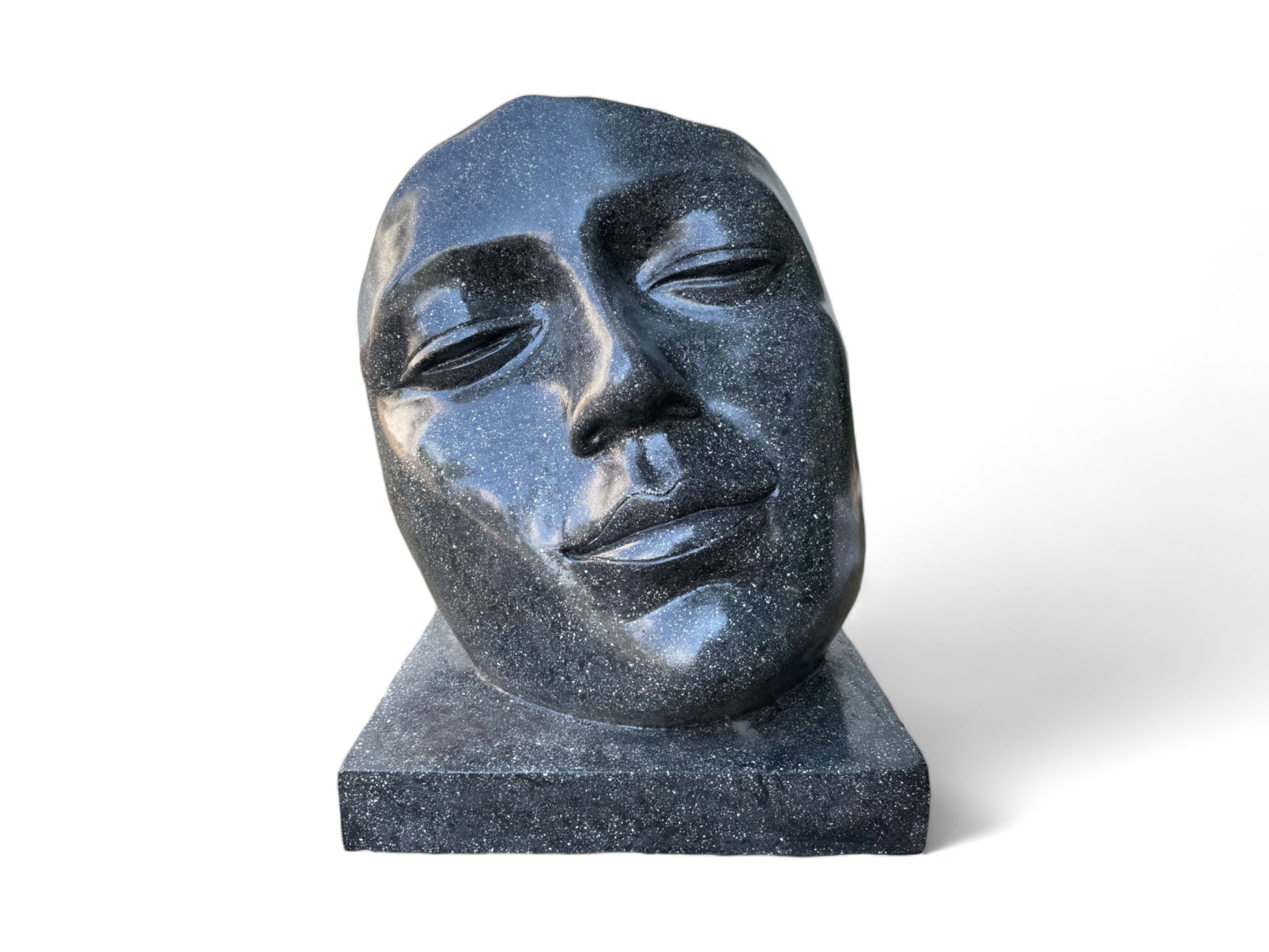 Terrazzo Gesichtsskulptur - Garten, Terrasse, Eingangsbereich - Robust und ästhetisch – Schlafendes Gesicht aus Terrazzo – 85 cm - FaHome