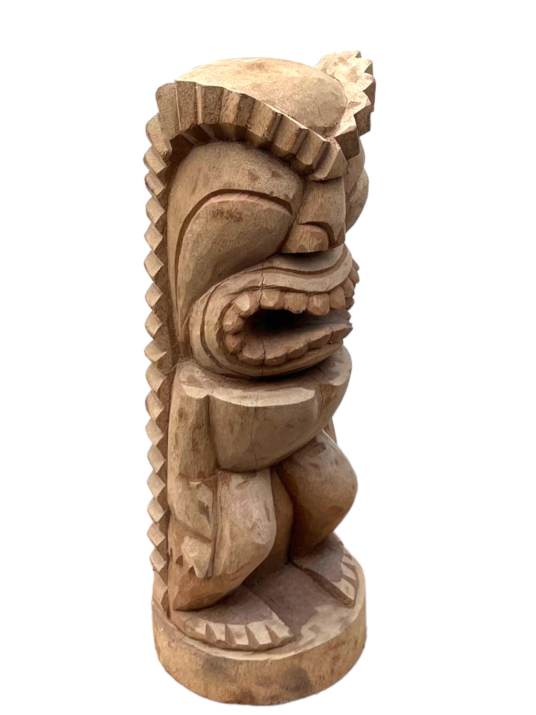 Figurine Tiki - Décoration d'intérieur de jardin - Sculpture exotique sculptée à la main - Bois de palmier - 50x19x19 cm