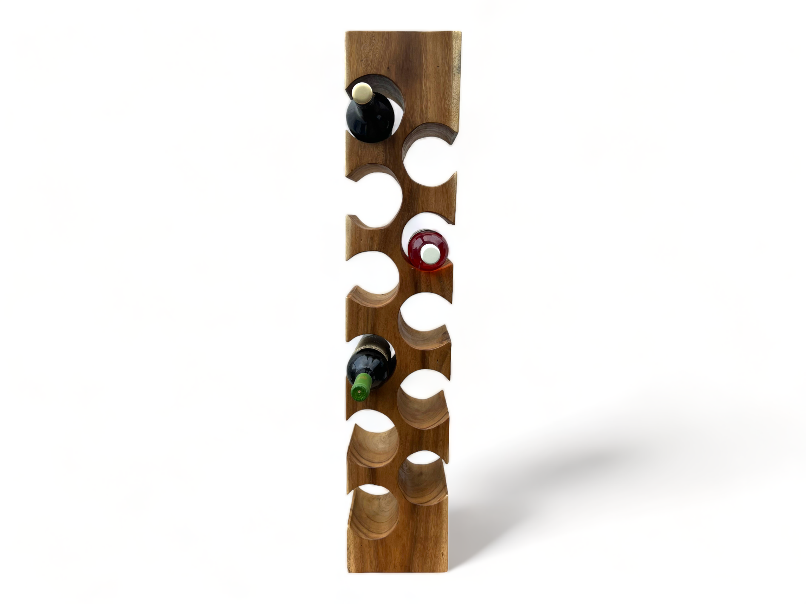 Weinregal Massiv - Küchen Wohnzimmer Deko Weinhalter - Handgefertigt Edel Hochwertig - Eckig aus Suarholz - 50/70/100x19,5x14,5 cm