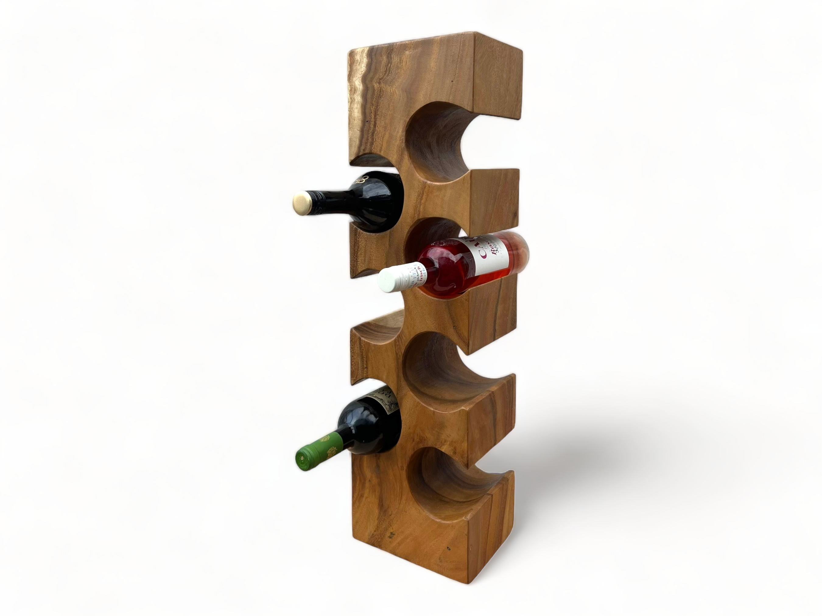 Weinregal Massiv - Küchen Wohnzimmer Deko Weinhalter - Handgefertigt Edel Hochwertig - Eckig aus Suarholz - 50/70/100x19,5x14,5 cm