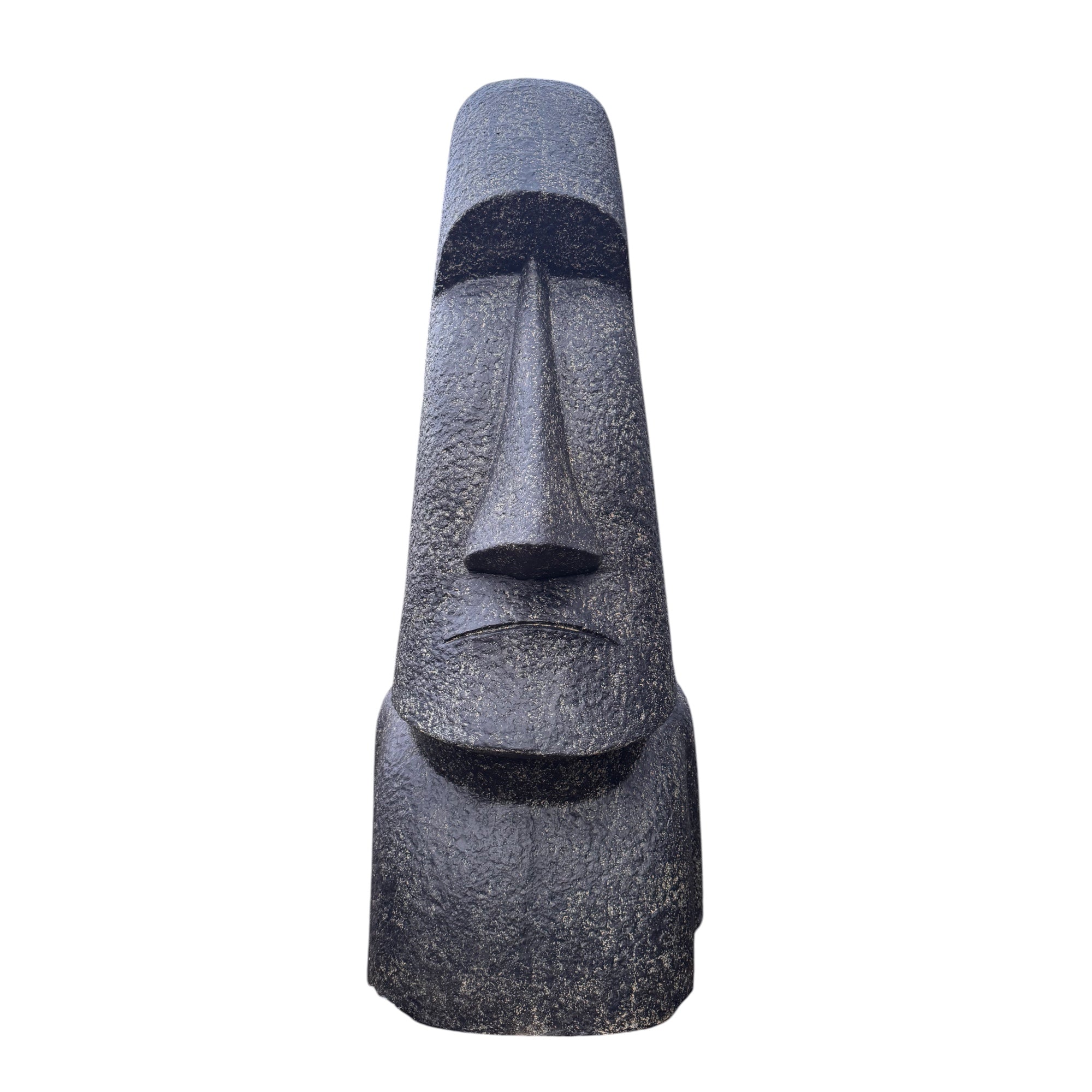 Statue de tête de Moaï - Sculpture décorative de jardin - Résistante aux intempéries - Figurine Rapa Nui de l'île de Pâques en fibre de verre et béton gris - 200 x 70 x 60 cm