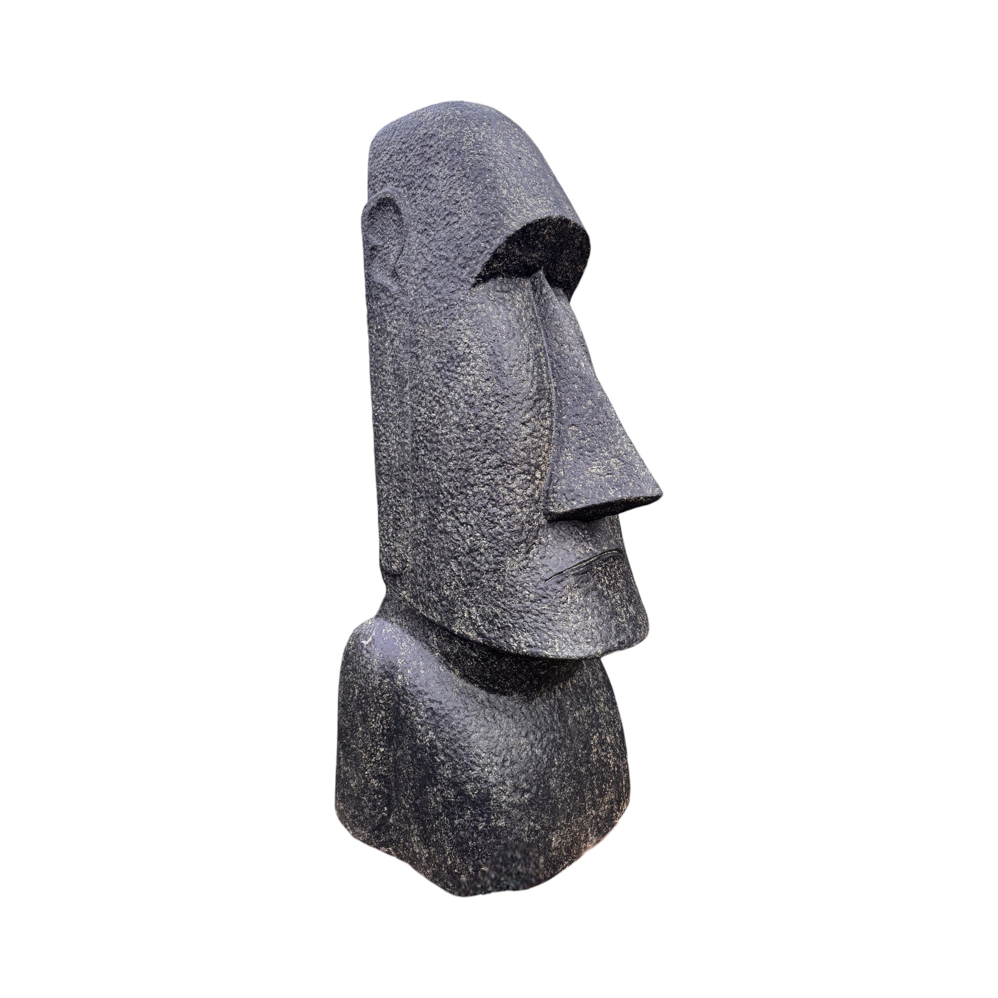 Statue de tête de Moaï - Sculpture décorative de jardin - Résistante aux intempéries - Figurine Rapa Nui de l'île de Pâques en fibre de verre et béton gris - 200 x 70 x 60 cm