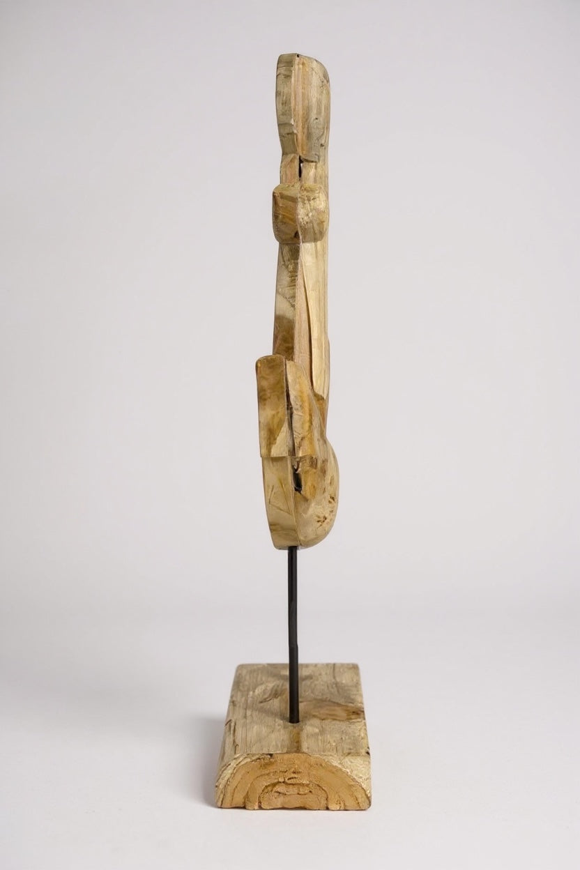 Teakholz-Anker - Dekorative Skulptur - Hochwertige Handgefertigte Handwerkskunst - Auf Sockel stehend - 50, 75 und 100 cm hoch