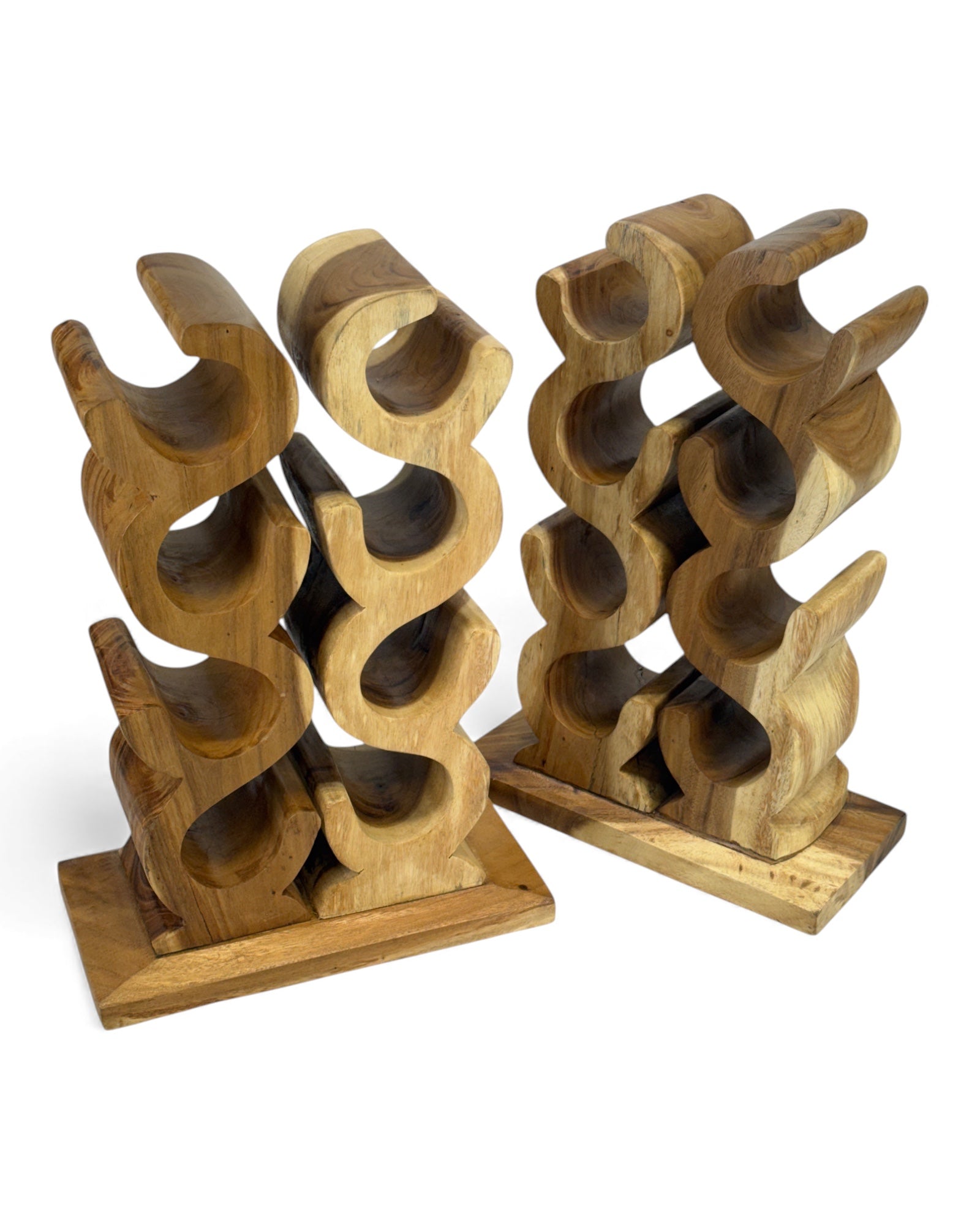 Wooden Wine Rack – Wine Holder Bottle Holder – Kitchen Living Room Bar – Decorative Curved Design – Made of Teak Wood for 8 Bottles – 60x40x20 cm