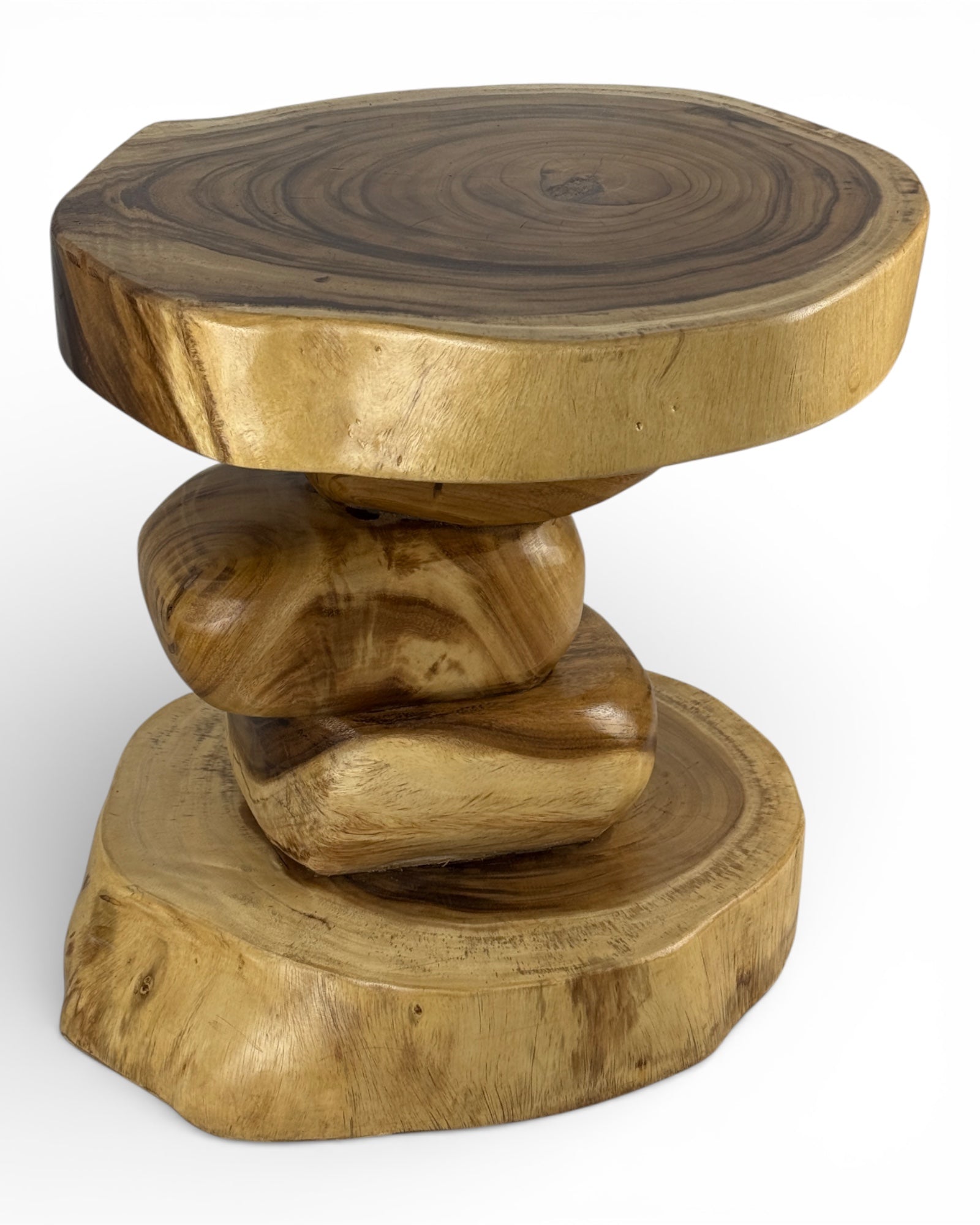 Unique piece: Sculptural side table made of solid natural wood - 50 × 50 × 41 cm