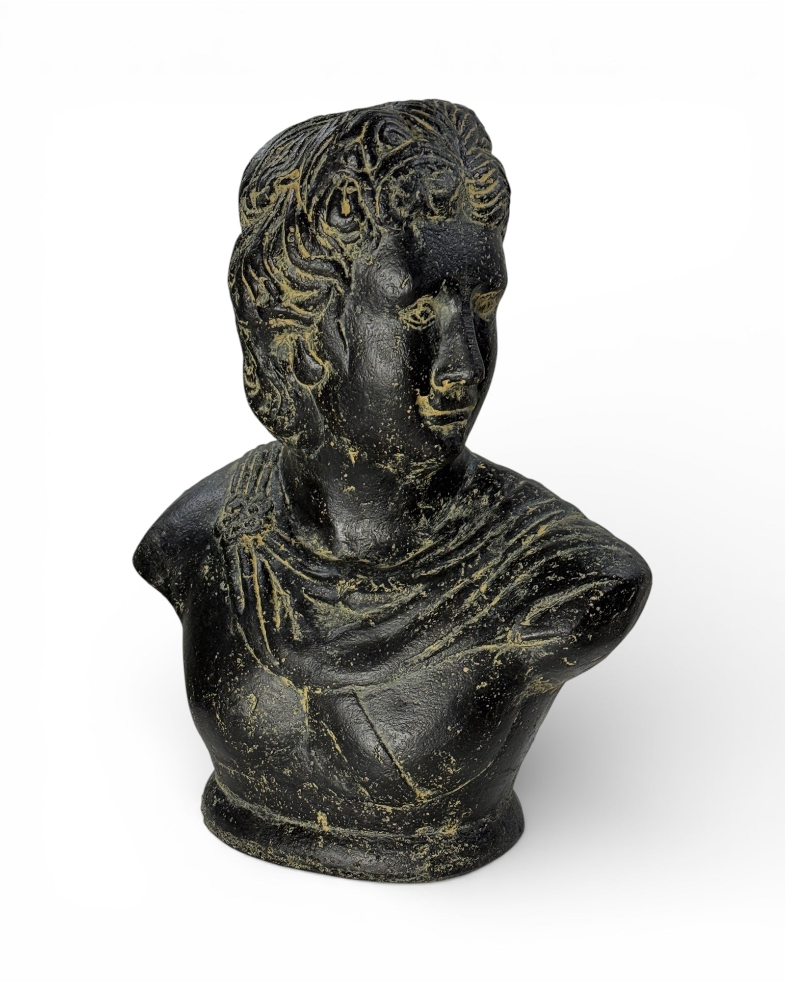 David Büste Skulptur – Garten Terrasse Wohnzimmer Deko – Wetterfest – Stein Statue Antik Stil schwarz gold – 40x30x17 cm