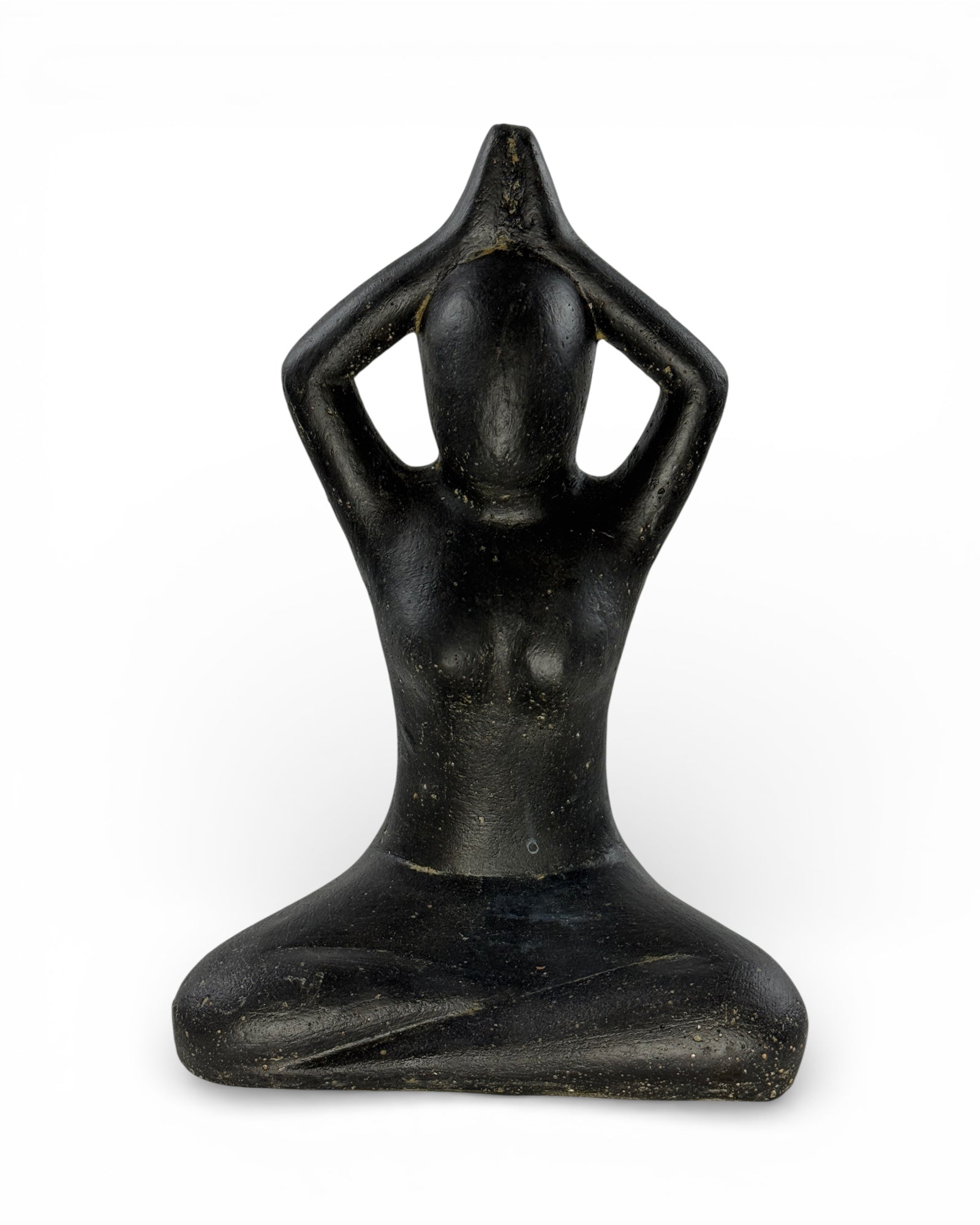 Yoga Figur sitzend – Wohnzimmer Studio Regal Deko – Massive Ausführung – Steinoptik Skulptur Meditation schwarz – 32x22x15 cm