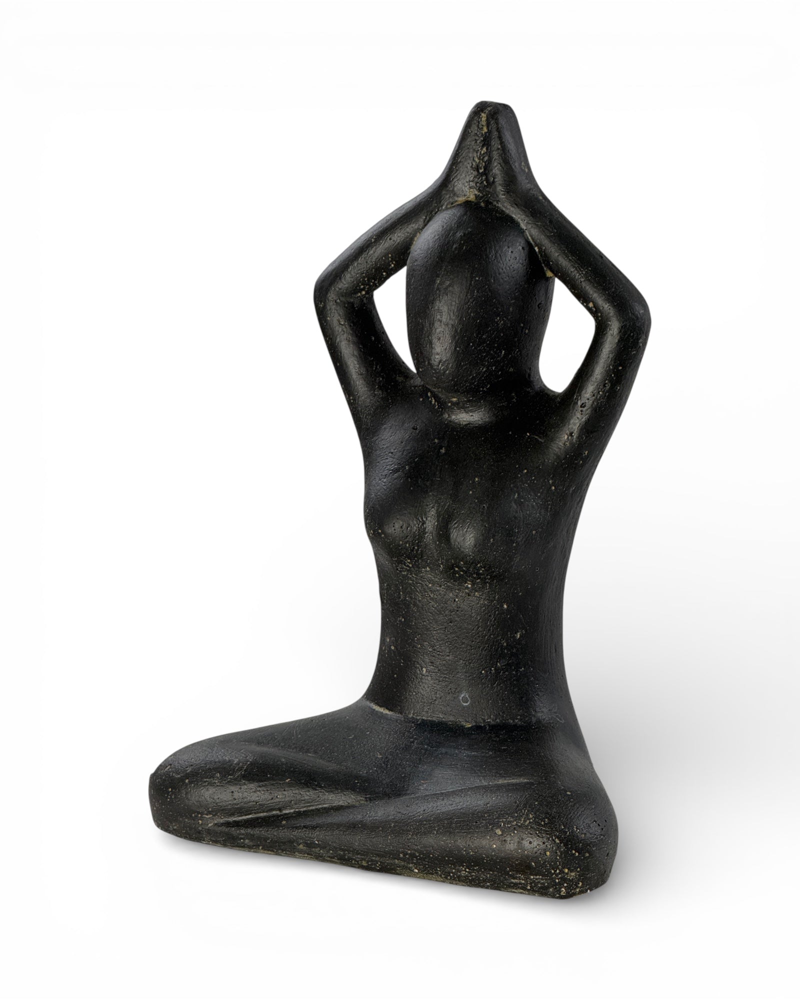 Yoga Figur sitzend – Wohnzimmer Studio Regal Deko – Massive Ausführung – Steinoptik Skulptur Meditation schwarz – 32x22x15 cm