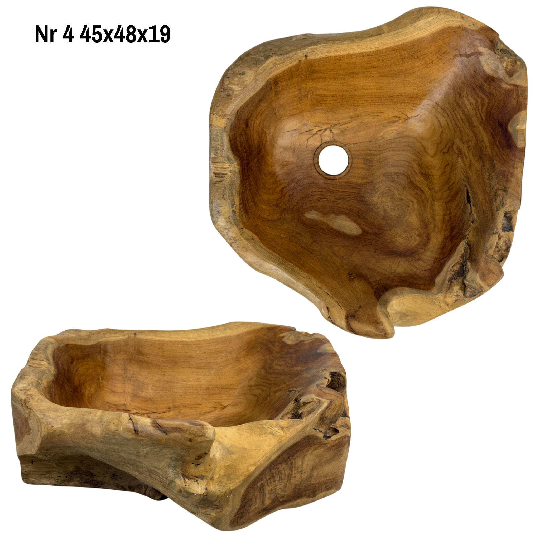 Lavabo en bois de ronce - Salle de bain - Accents naturels faits main - Racine de teck - Différentes tailles