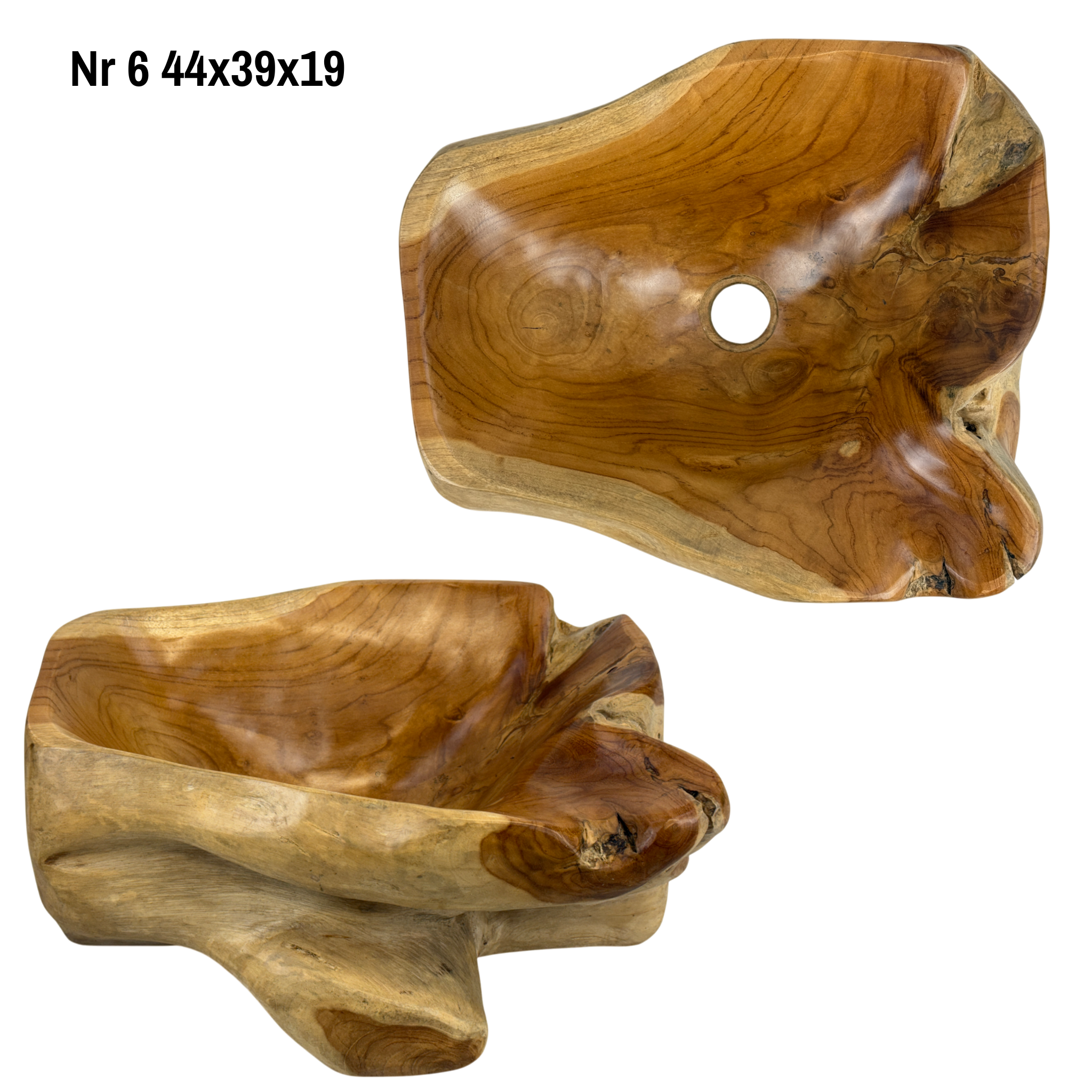 Lavabo en bois de ronce - Salle de bain - Accents naturels faits main - Racine de teck - Différentes tailles