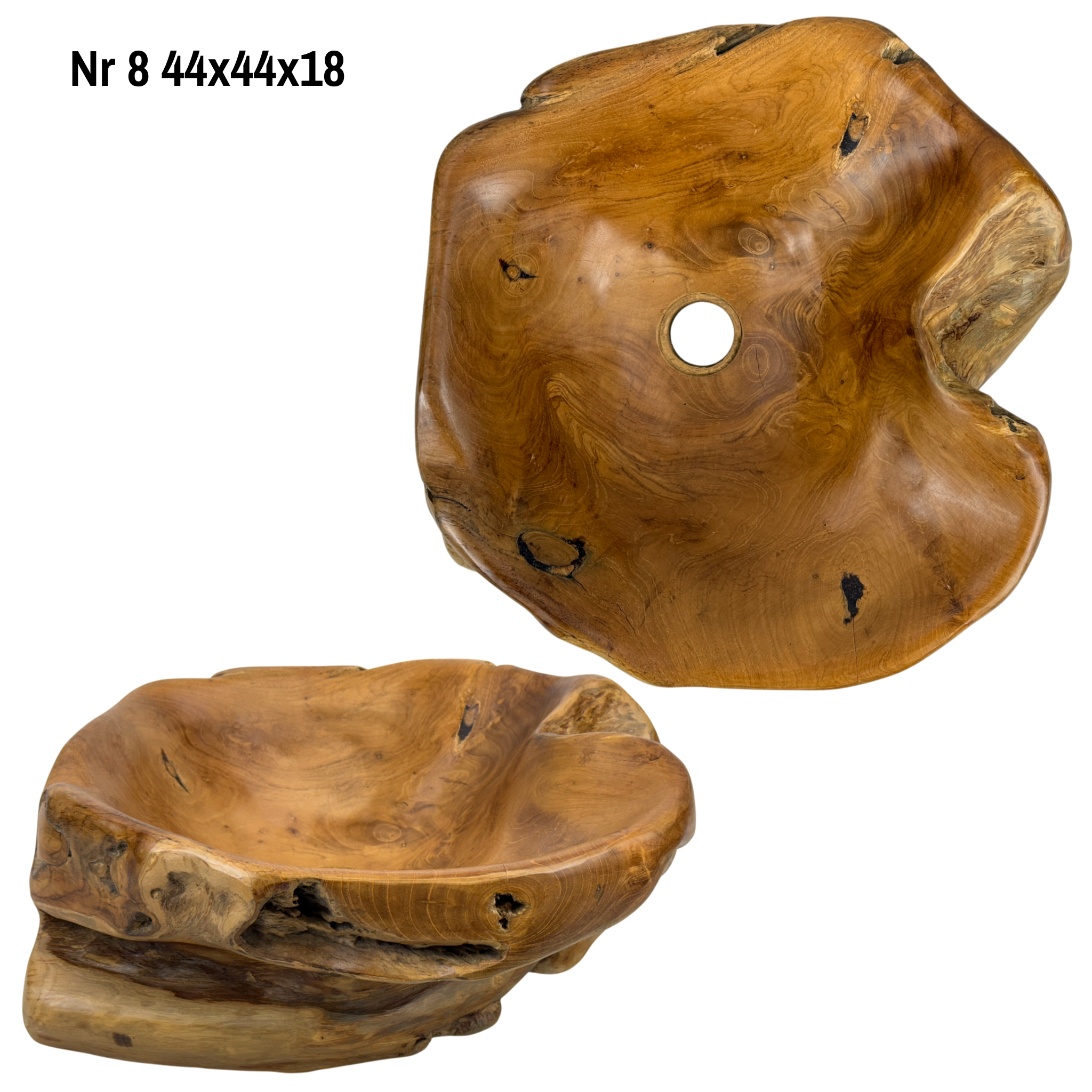 Lavabo en bois de ronce - Salle de bain - Accents naturels faits main - Racine de teck - Différentes tailles