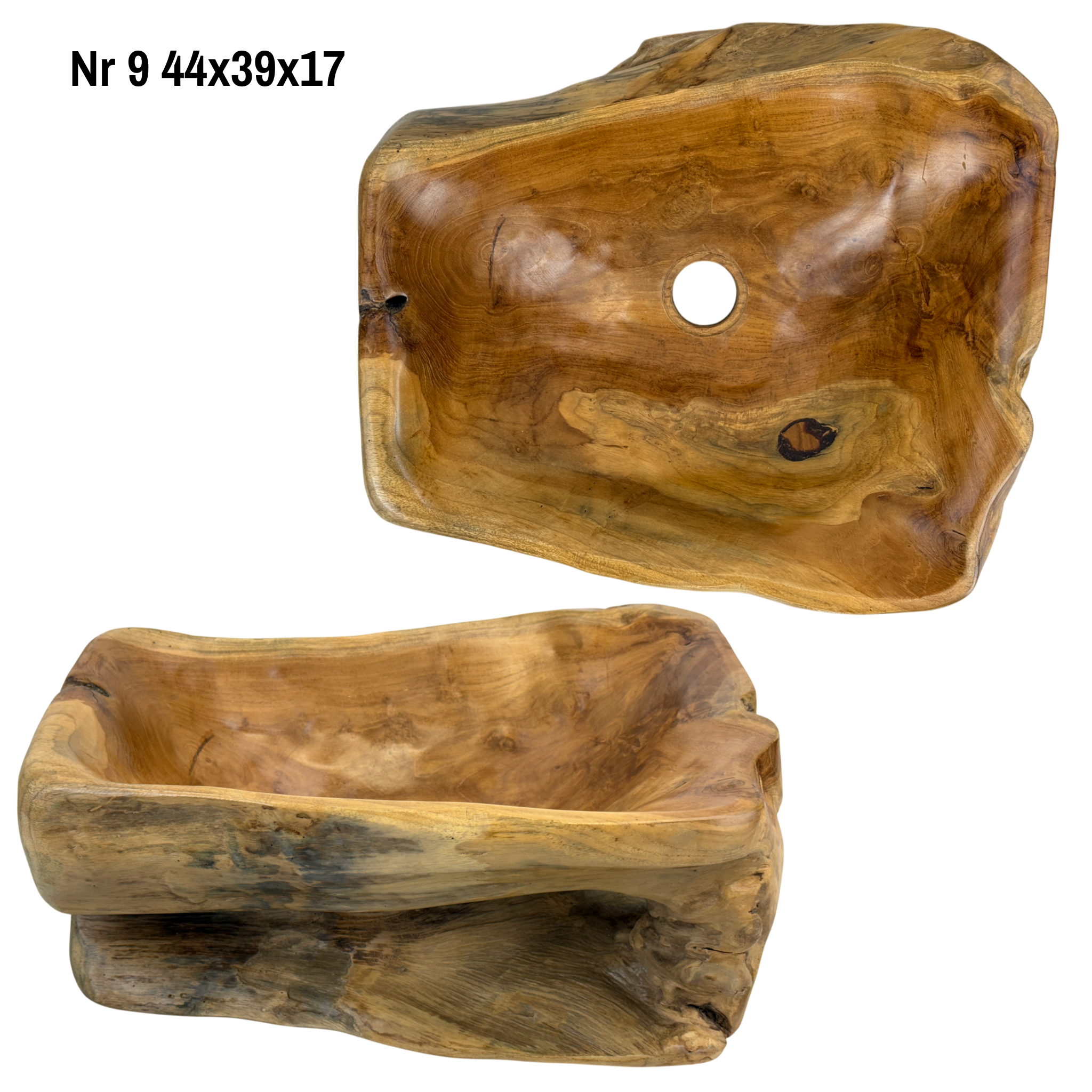 Lavabo en bois de ronce - Salle de bain - Accents naturels faits main - Racine de teck - Différentes tailles