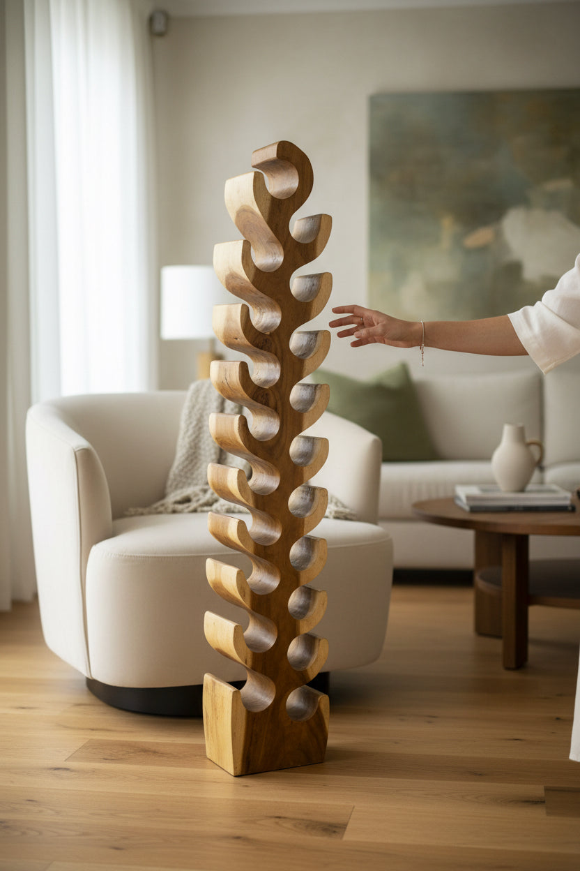 Solid Wood XXL Wine Rack – Wine Holder Bottle Holder – Handmade, Elegant, High-Quality – Made of Teak Wood for 18 Bottles – 150x30x18 cm