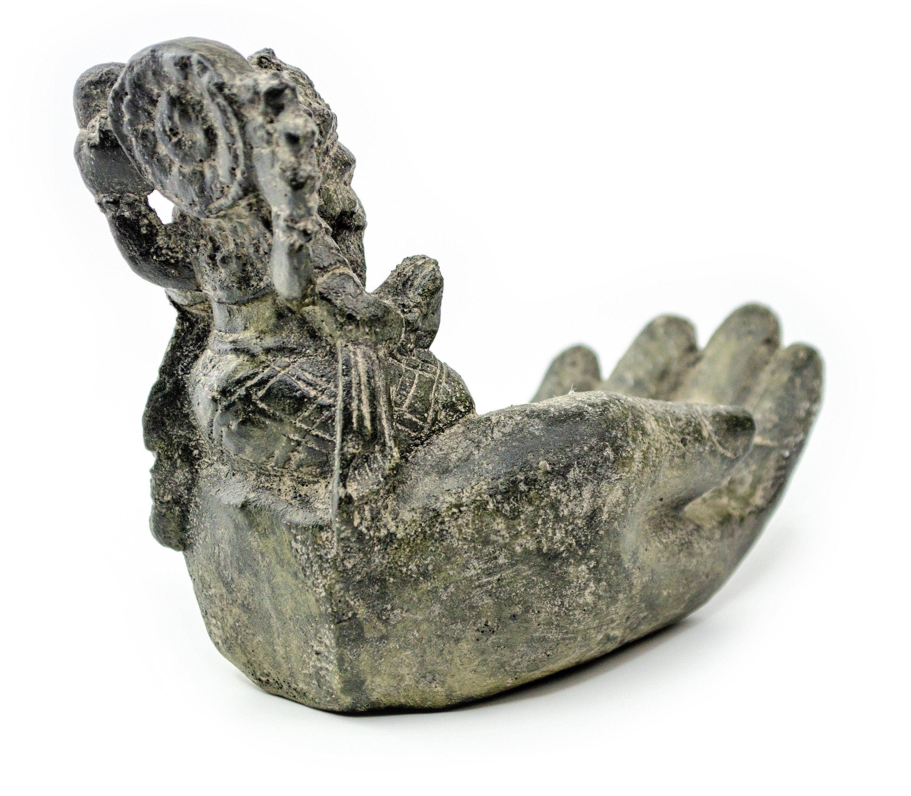 Ganesha Hand Sculpture - Decorative Room Decoration Soap Dish Incense Sticks - Hindu Deity of Good Luck - Elephant Grey - 13x9x15 cm