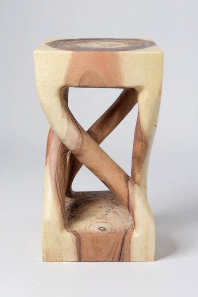 Wooden side table - wooden stool coffee table - handmade - turned from light solid suar wood - 50x28x28 cm