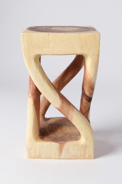 Wooden side table - wooden stool coffee table - handmade - turned from light solid suar wood - 50x28x28 cm