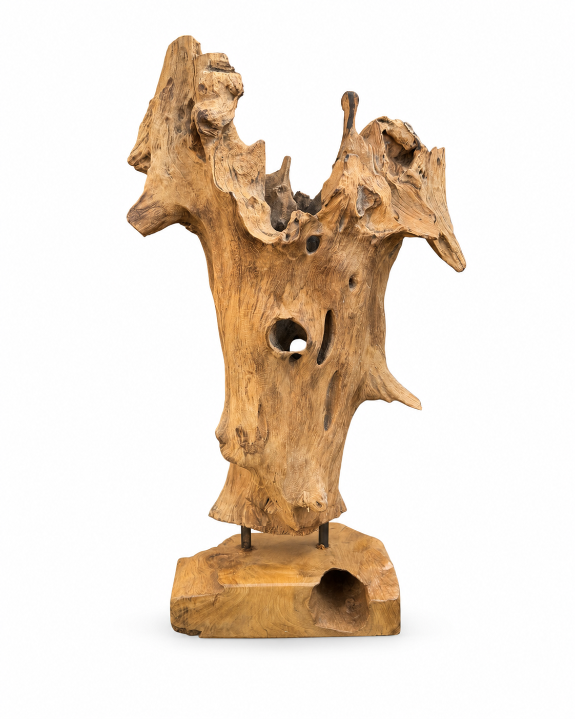 Unique piece: Teak wood decorative sculpture – Natural root wood, one-of-a-kind for living and garden areas