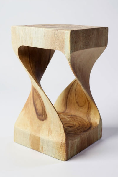 Wooden stool - side table, flower stool, storage table - unique, handmade - turned from solid Saman wood - 50x28x28 cm