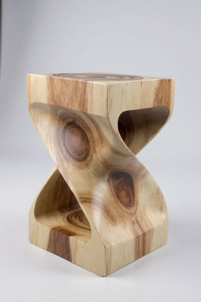 Wooden stool - side table, flower stool, storage table - unique, handmade - turned from solid Saman wood - 50x28x28 cm