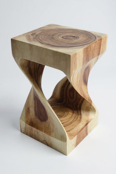 Wooden stool - side table, flower stool, storage table - unique, handmade - turned from solid Saman wood - 50x28x28 cm