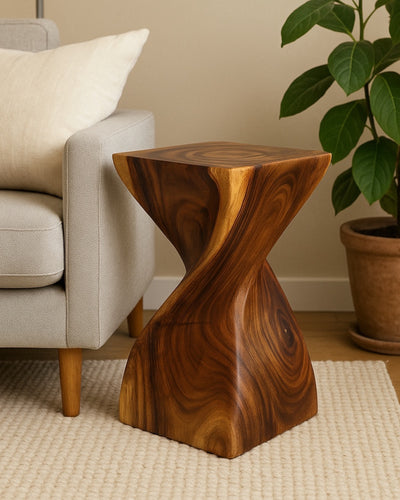 Wooden stool - Noble wooden side table - Wooden stool - Handcrafted wooden side table - 50x28x28cm