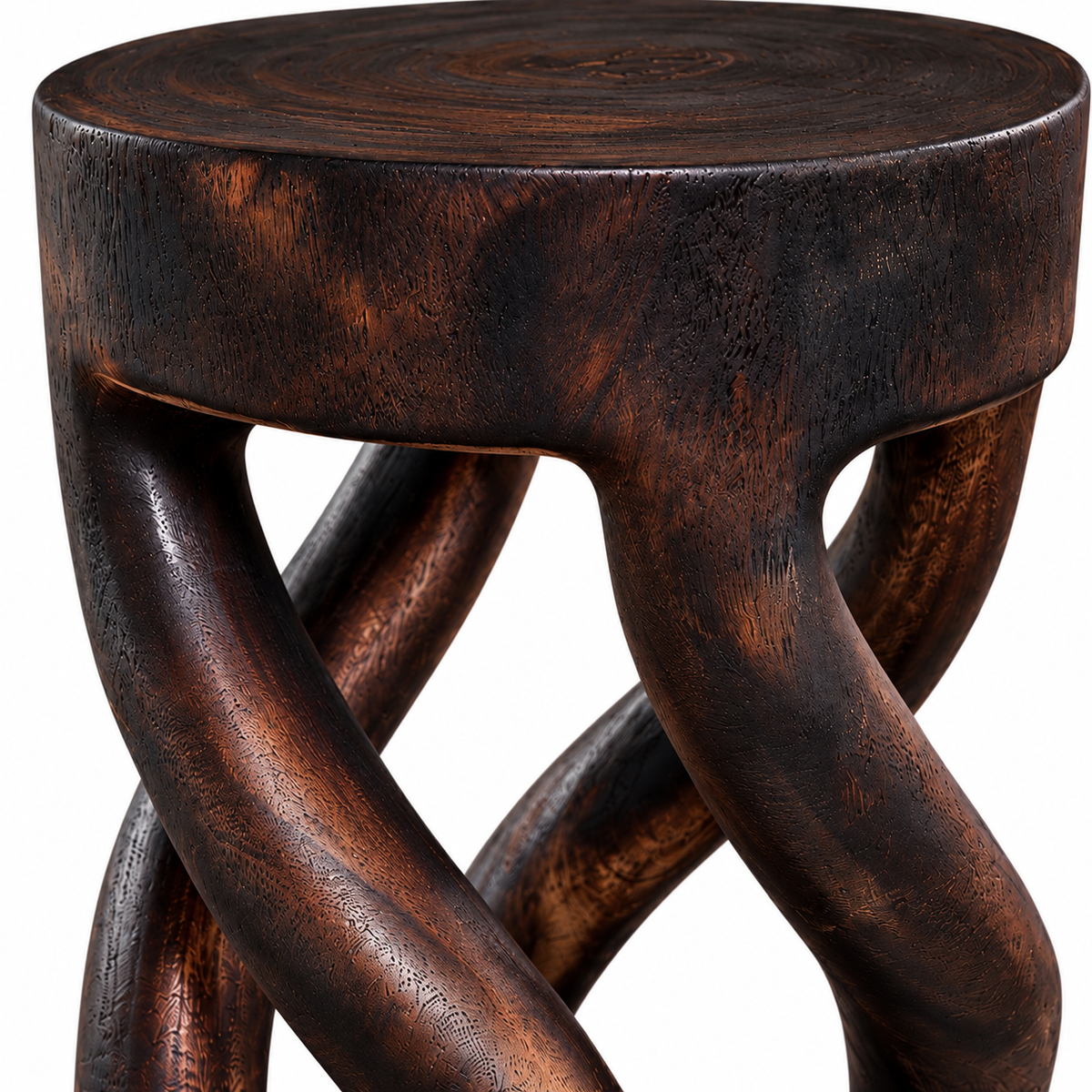 Beistelltisch aus Massivholz mit geschwungenem Design – 50 cm