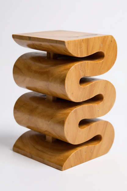 Wooden stool - side table, flower stool, storage table - handmade - natural snake made of solid suar wood - 50x30x30 cm