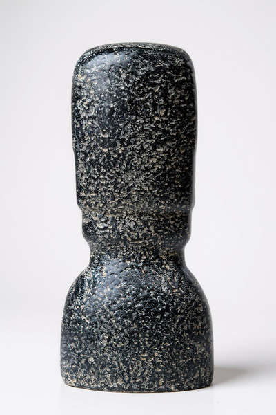 Statue de tête de Moaï - Sculpture décorative de jardin - Résistante aux intempéries - Figurine de l'île de Pâques Rapa Nui en béton de fibre de verre gris - 40x20x15 cm
