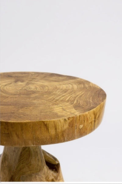 Holzhocker – Beistelltisch Blumenhocker Ablagetisch – Handgefertigt – Natürliche Form aus massivem Teakholz – 45x40x40 cm