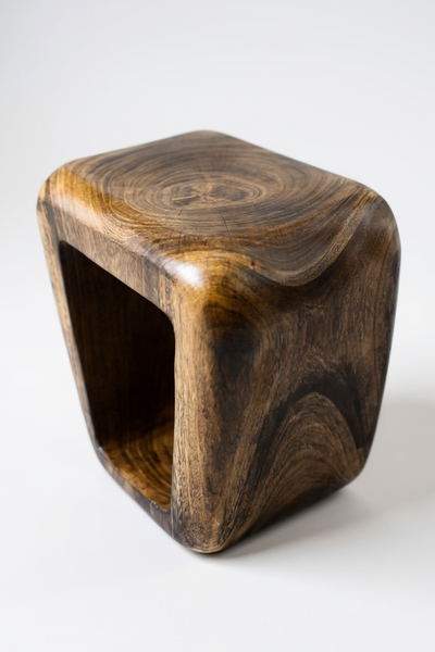 Wooden stool - side table coffee table - handmade flambéed stool made of solid suar wood - 50x30x40 cm