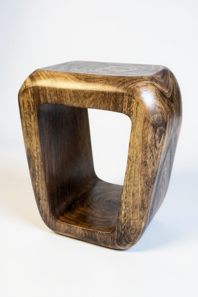 Wooden stool - side table coffee table - handmade flambéed stool made of solid suar wood - 50x30x40 cm
