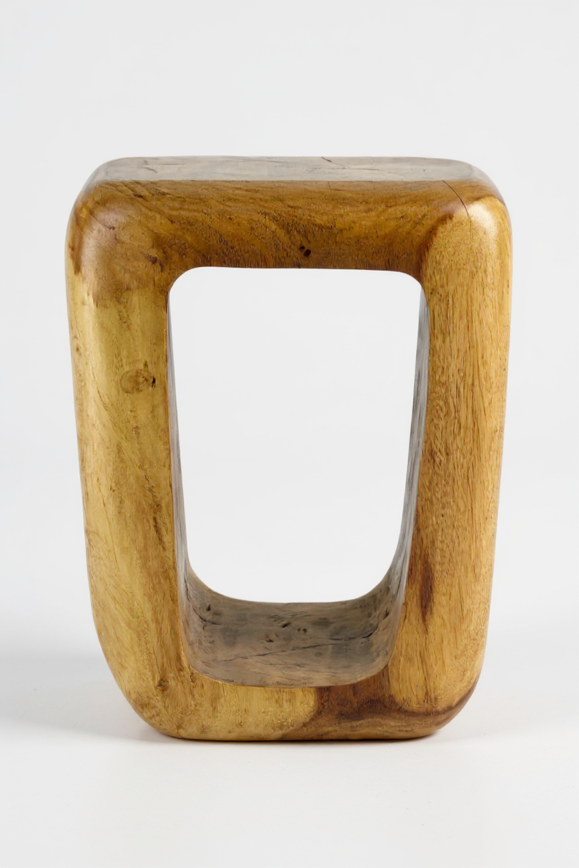 Holzhocker - Beistelltisch Couchtisch - Handgefertigter Hocker aus massivem Suarholz- 50x30x40 cm
